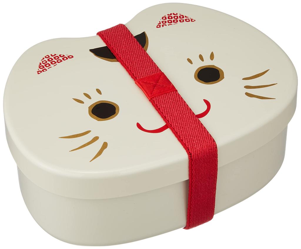 Tatsumiya Cat Face Lunch Maneki W15 30360 Box, Neko, Size Approx. D11.2 H6.1