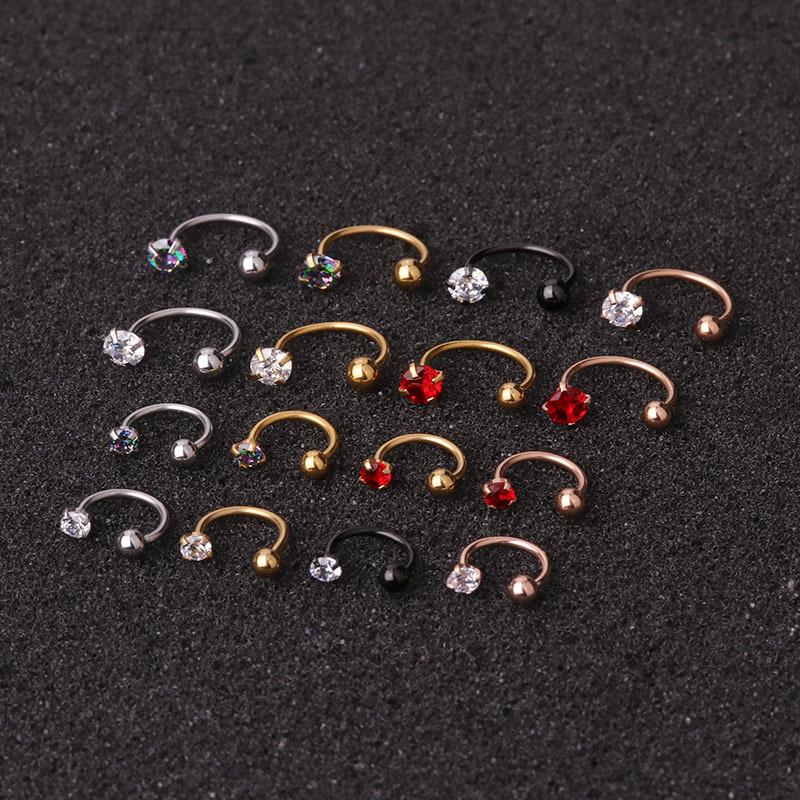 C-Shaped Zircon Nose Stud with Stainless Steel Screw