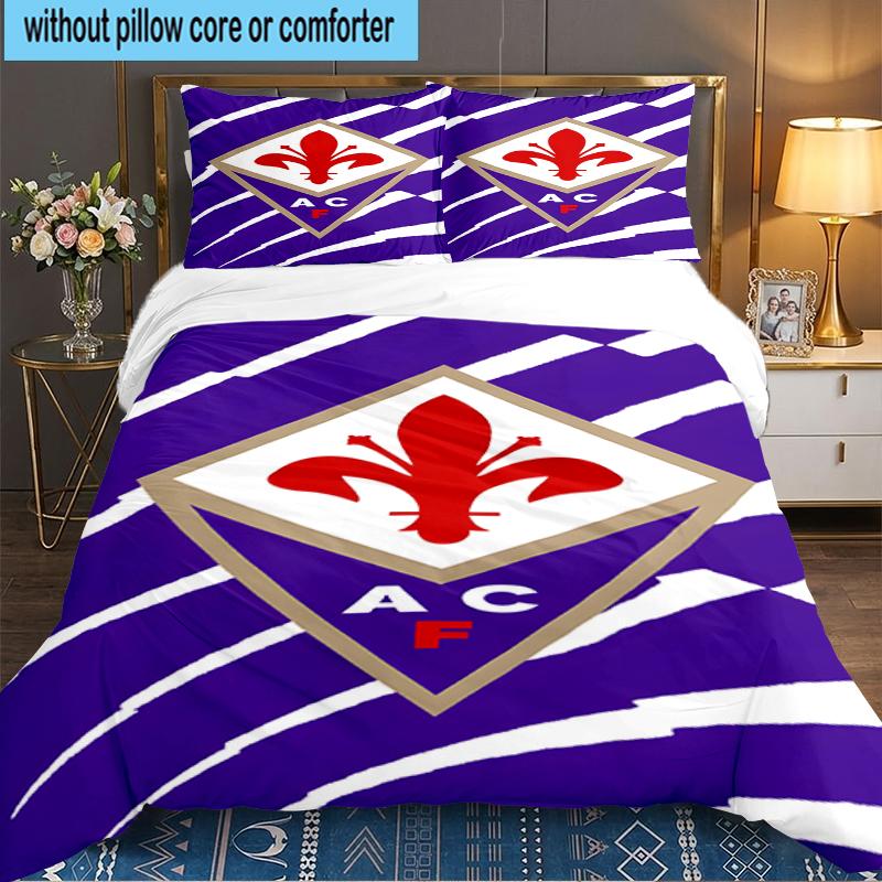 3PCS Fiorentina Football Club Bedding set,Ideal for1pc Duvet Cover And 2pcs Pillowcases Perfect for Christmas gift,Ideal for Bedroom, Dormitory