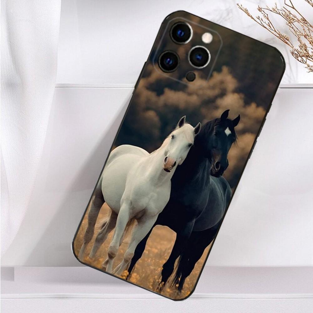 Art G-Galloping Horse Phone Case For iPhone 16,15,14,13,12,11 Plus,Pro Max,XS,X,XR,SE,Mini,8,7 Soft Silicone Black Cover
