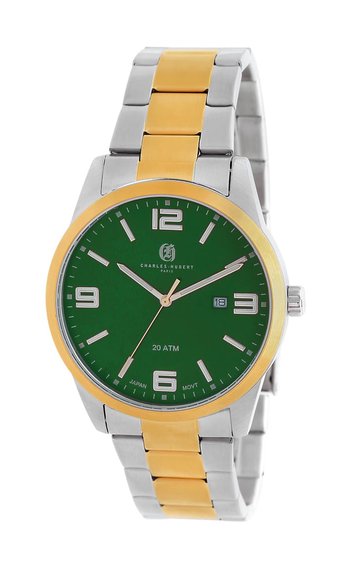 

Charles Hubert Men s Silver Watch, 3-Hand Date, 4031-GN