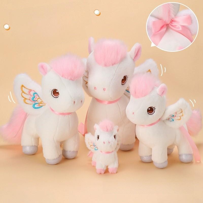 Cute Flying Horse Plush Doll With Embroidery Details For Children