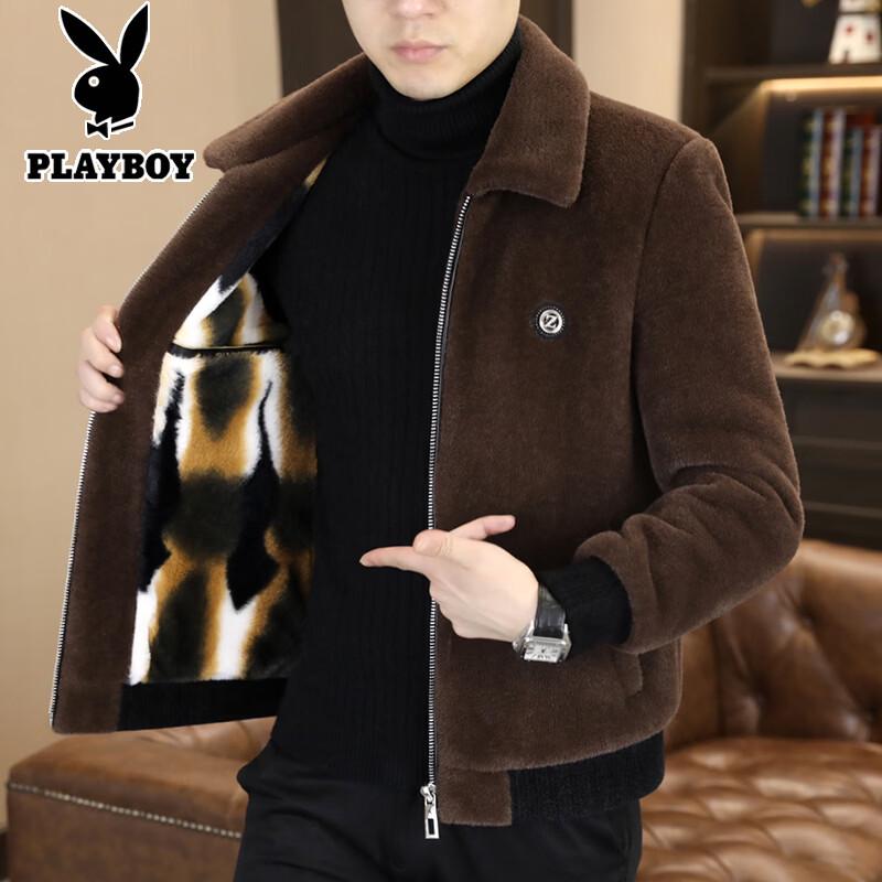 PLAYBOY Men s 2025 Winter Premium Golden Mink Velvet Fleece Jacket 2XL