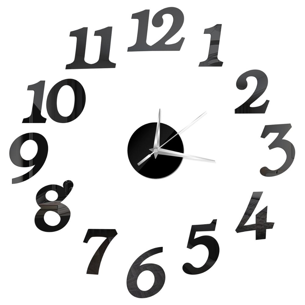 27inch Nordic Wall Clock Dining Restaurant Cafe Decorative Clocks Acrylic Mirror Wall Sticker Silent Quartz Watch Home Decor