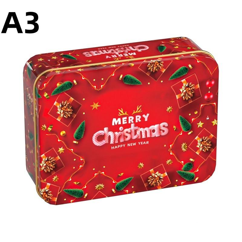 Christmas Tinplate Candy Tin Can Metal Box Cartoon Elk Santa Claus Letter Printed Xmas Candy Cookie Tea Storage Gift Case