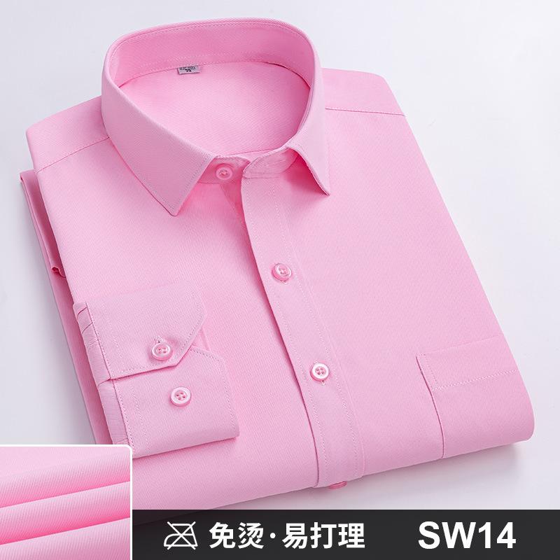 6XL Work Blue White Shirt Long Sleeves Men Formal Shirt Long Sleeve Office Solid Color Classic Striped Fashion Business Pocket