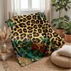 Leopard and Palm Jungle Print 1 Theme blanket Lightweight Warm Flannel Blanket Decorative Throw Blanket for Home Decoration