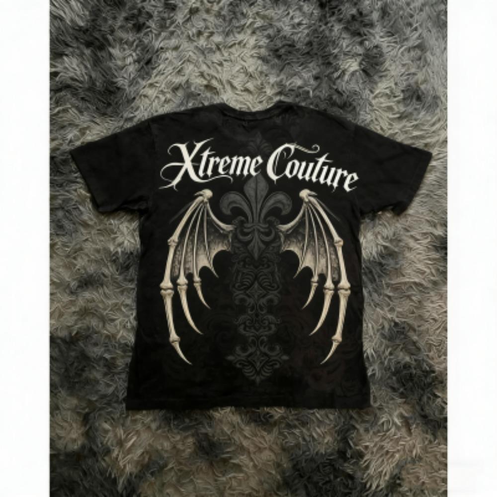 Fashion Summer Kids T-shirt Gothic Vintage Cross Wing Print Tees Round Neck T-shirt Outdoor Street Style Top Casual Boy and Girl's Clothing