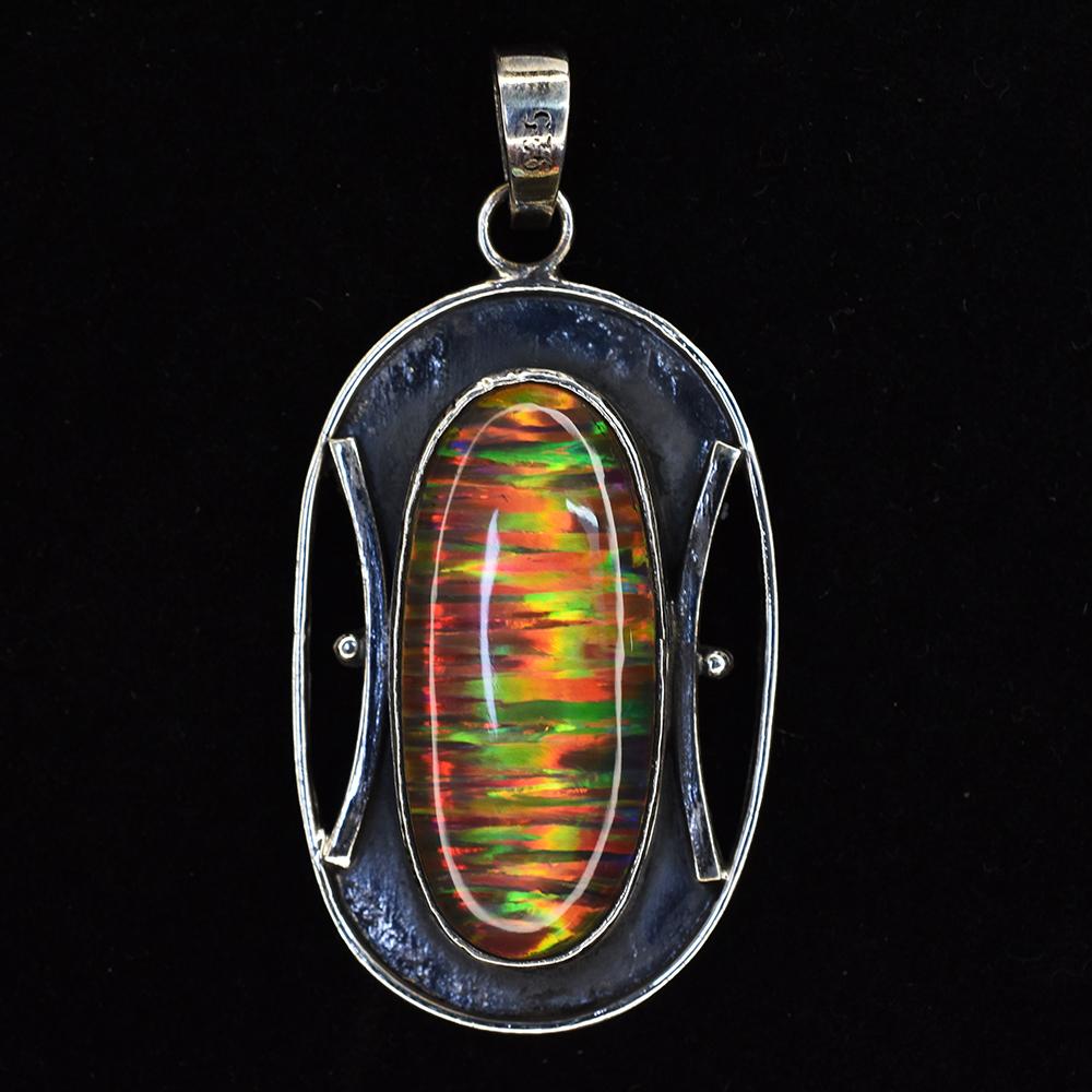 Natural Opal Pendant 925 Sterling Silver 47 ct Oval Gemstone October Birthstone for Gem Collections