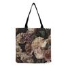 Women Vintage Linen Tote Bag - Large Capacity Flower Print Shoulder Handbag for Casual & Grocery Shopping KTB