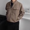 2025 Vlněná bunda Harrington s vzorem psí zuby - Unisex Ležérní Retro Americký styl Oblečení