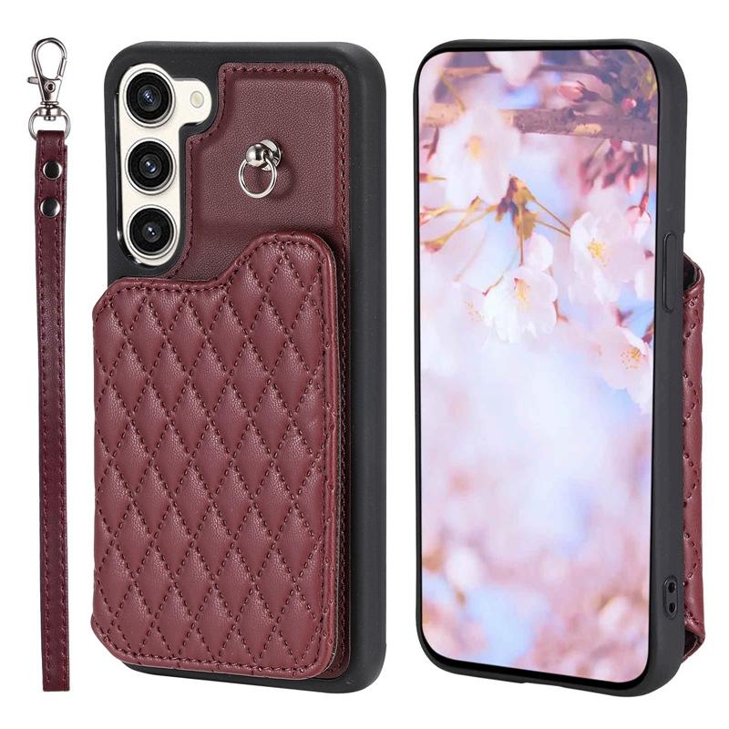 

Роскошный чехол-кошелек с отделениями для карт в клетку для Samsung A13 A14 A52 A53 A54 S23 S22 S21 iPhone 14 13 12 11 откидная крышка из искусственной кожи с магнитной пряжкой и ремешком на руку Samsung A13 4G/5G