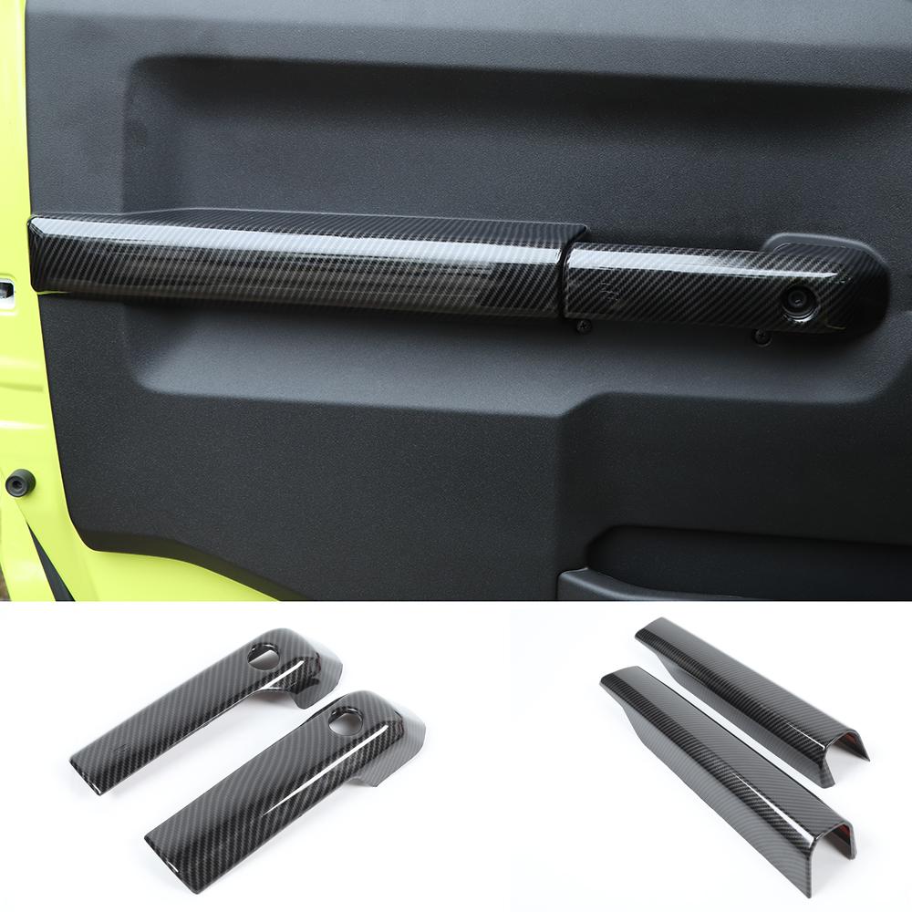 Autotür Innere Armlehne Griffe Dekoration Abdeckung Panel für Suzuki Jimny 2019 UP Innen Zubehör ABS Carbon Faser Rot Silber