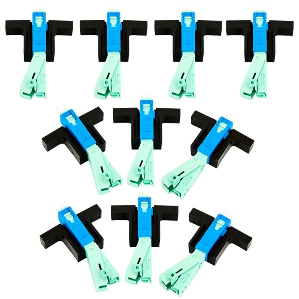 10Pcs Reusable SC UPC Fiber Optic Quick Connector Embedded Single-Mode Connector  Telecommunication