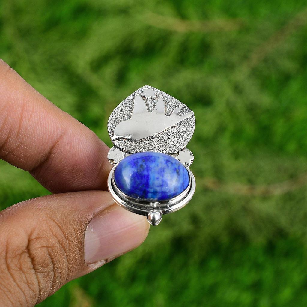Womens day Deal 925 Sterling Silver Lapis Lazuli Stone Anniversary New Bird Ring