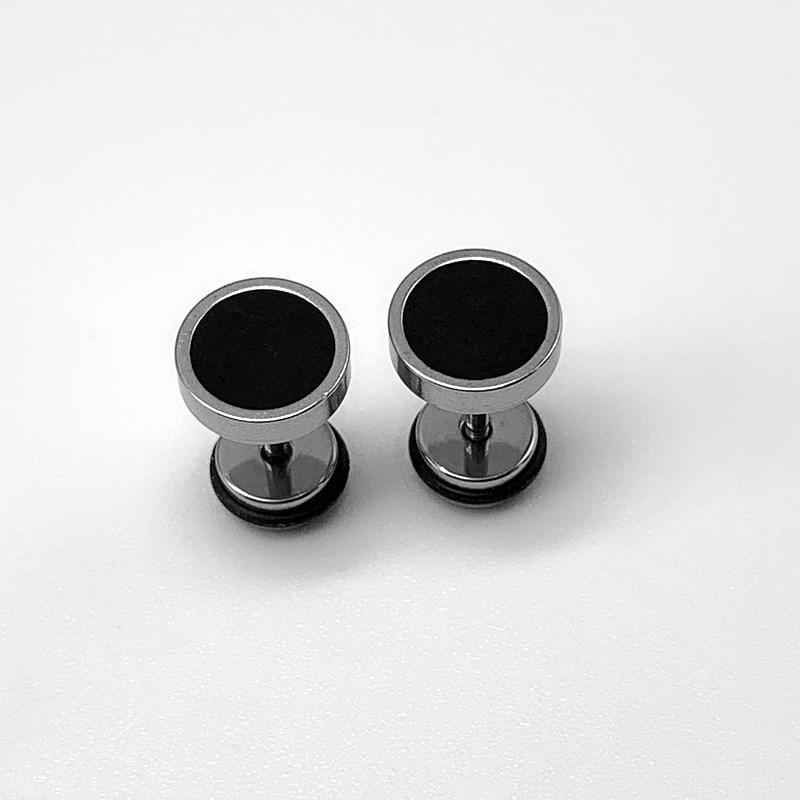 1 Pair New Style Gothic Dumbbell Stud Earrings For Men/Women Stainless Steel Punk Piercing Jewelry