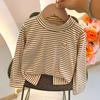 Children's long sleeved striped base shirt, baby's stylish, medium and young children's single top for boys and girls, worn inside and outside