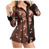 Ny Broderad Blommig Skir Mesh Skjorta Kvinnor Sexig Bodydoll Underkläder Toppar S-3XL
