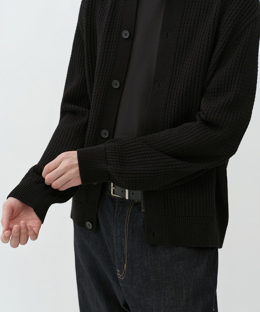 Musinsa Standard Crochet Knit Collared Cardigan [Black]