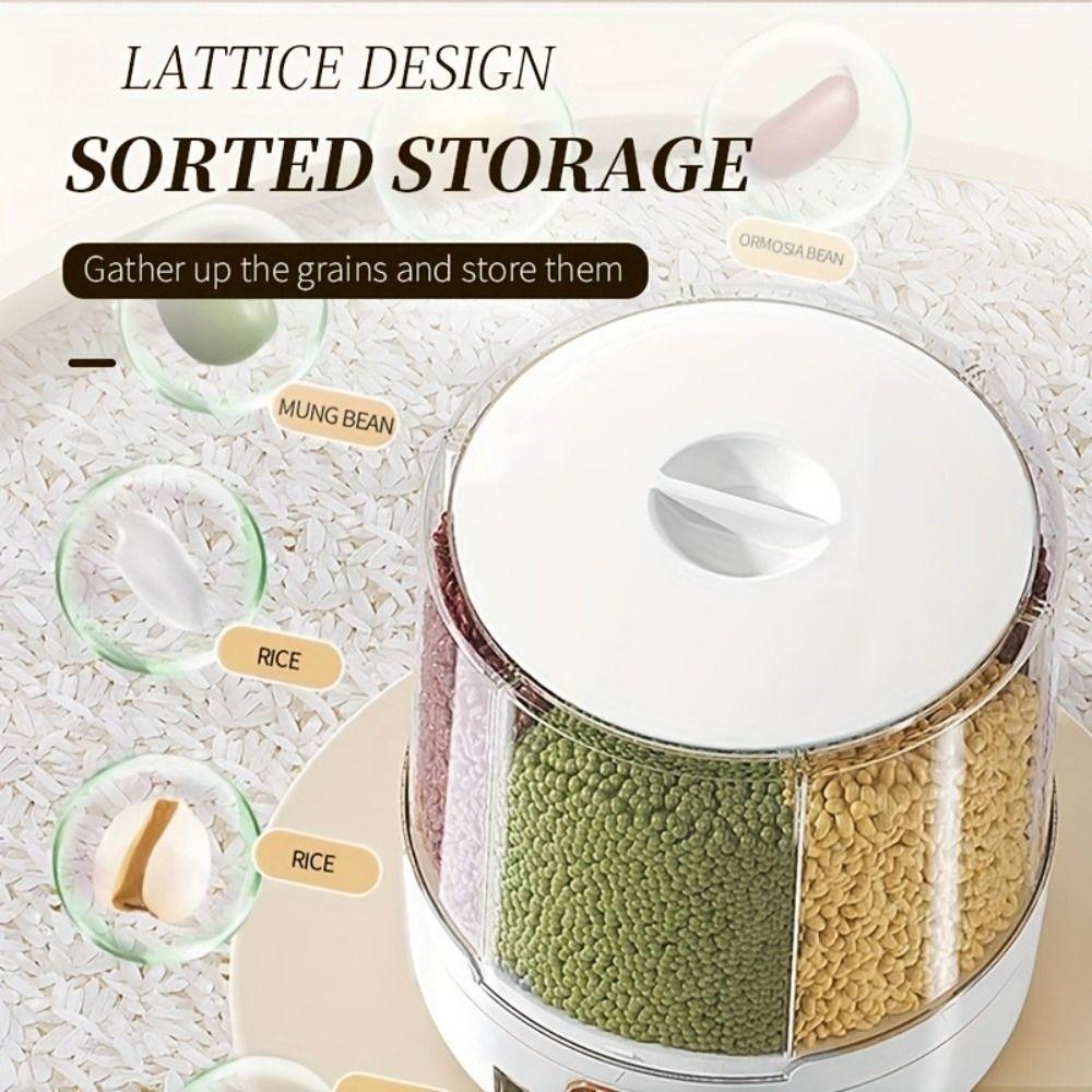 6/10KG Cereal Container 360° Rotating Food Storage Box Portable Grain Storage Dispenser Household
