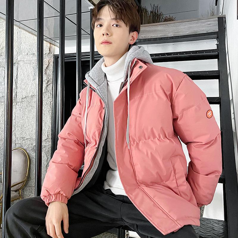  Men's Loose Casual Cotton Jacket Solid Color Short     Winter Warm Coat