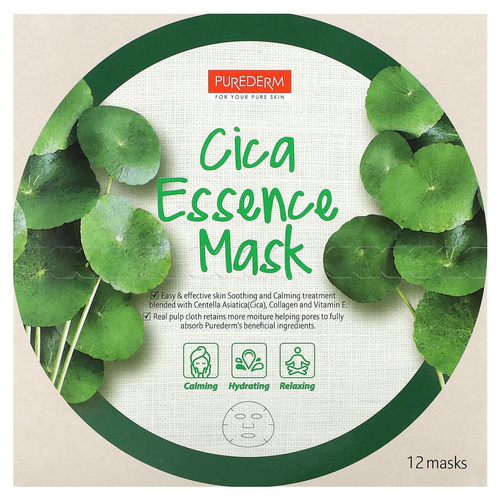 Cica Essence Beauty Mask, 12 Sheets, 18G (0.63Oz) Each