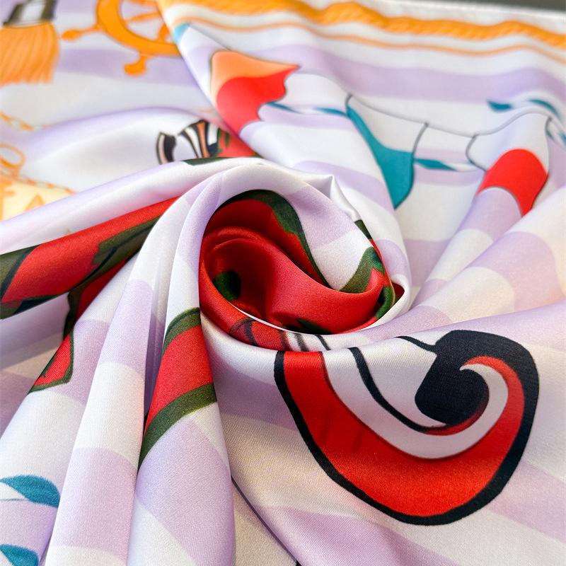 Luxury Brand 2026 Silk Square Scarf Women Horse Neck Hair Tie Band Beach Hijab Kerchief Head Headbands Bandana Female Foulard