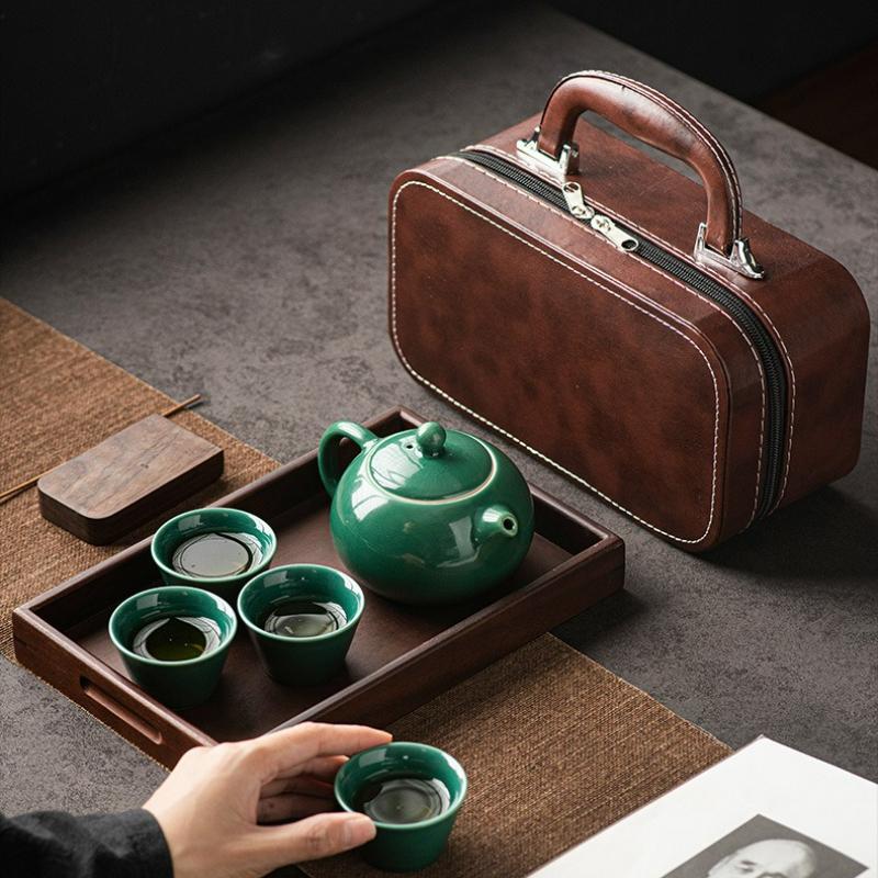 Travel Chinese Tea Set 1 Teapot 4 Cups Outdoor Portable Bag Kung Fu Green Tea Set Household Tea Making Handheld Gift 2025 New