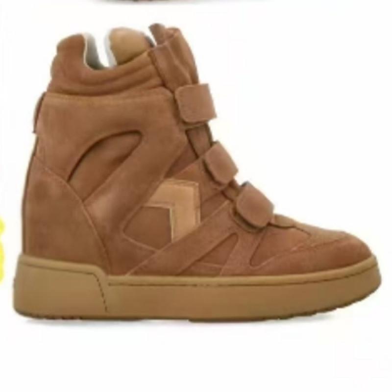 Men Women Spring Autumn Casual Sports Shoes New Invisible Inner Height increasing High top Women, Color blocked Round toe Velcro Shoes, Hiking