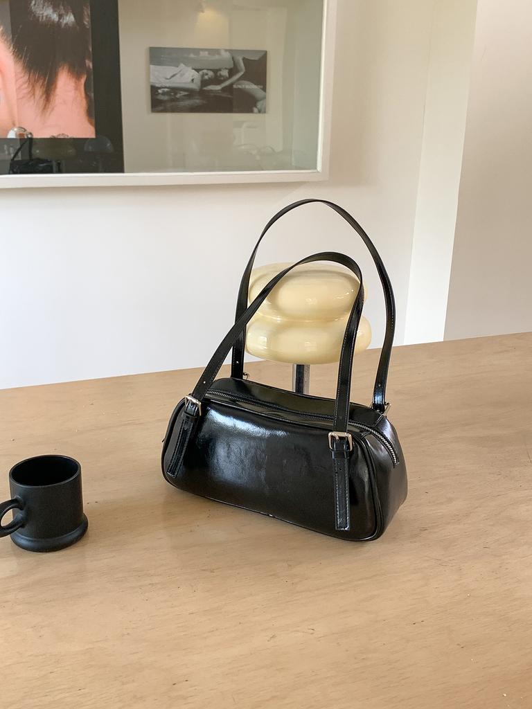 Baguette-Tasche hochwertig neu vielseitig tragbar Umhängetasche schlichtes Leder Nische Achseltasche Damen