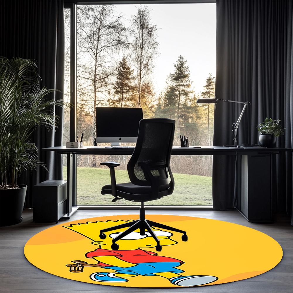 THE SIMPSONS Printed Round Rug Carpet Chair Rug Area Rug Entryway Doormats,for Office Chair Living Room Bedroom Kitchen Room.
