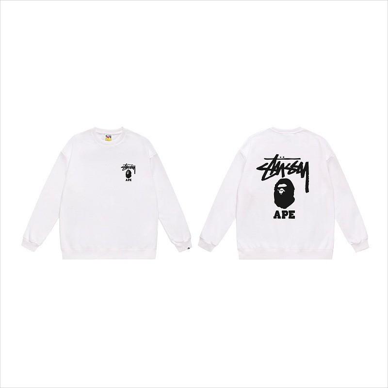 Unisex lässiger übergroßer Rundhals-Pullover mit Schriftzug-Print leichter Baumwoll-Hoodie