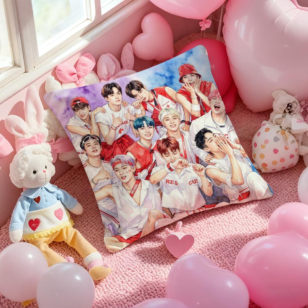 Kpop TTHE BOYZSS Cushion Cover Pattern Printed Pillowcase for Living Room Sofa Cushion Cover Bedroom Decor