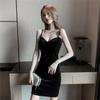 French Retro Golden Velvet Low-cut Suspender Dress Women's Summer Spice Girl Style Sexy Slim Slim Hip Skirt