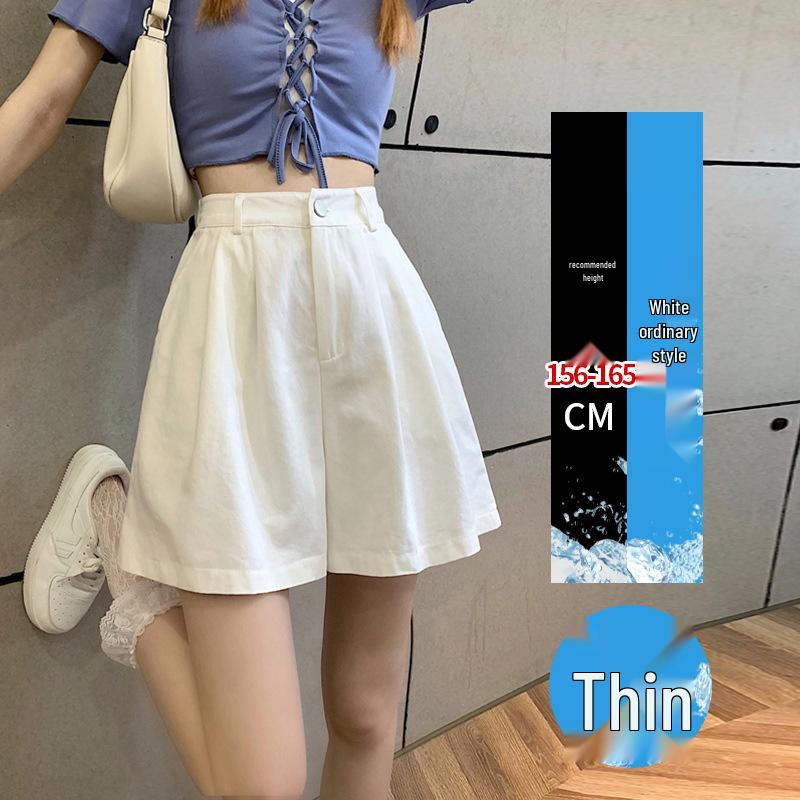 

White Women s Summer Five-Point Wide-Leg Suit Shorts - Casual, Mid-Length, Loose Fit Medium чорний