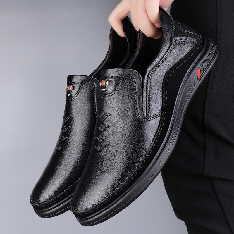 Fashion Men's Genuine Leather Dress Shoes All-match Male Business Shoes All-match Male Casual Loafers Comfortable Man Walking Footwear