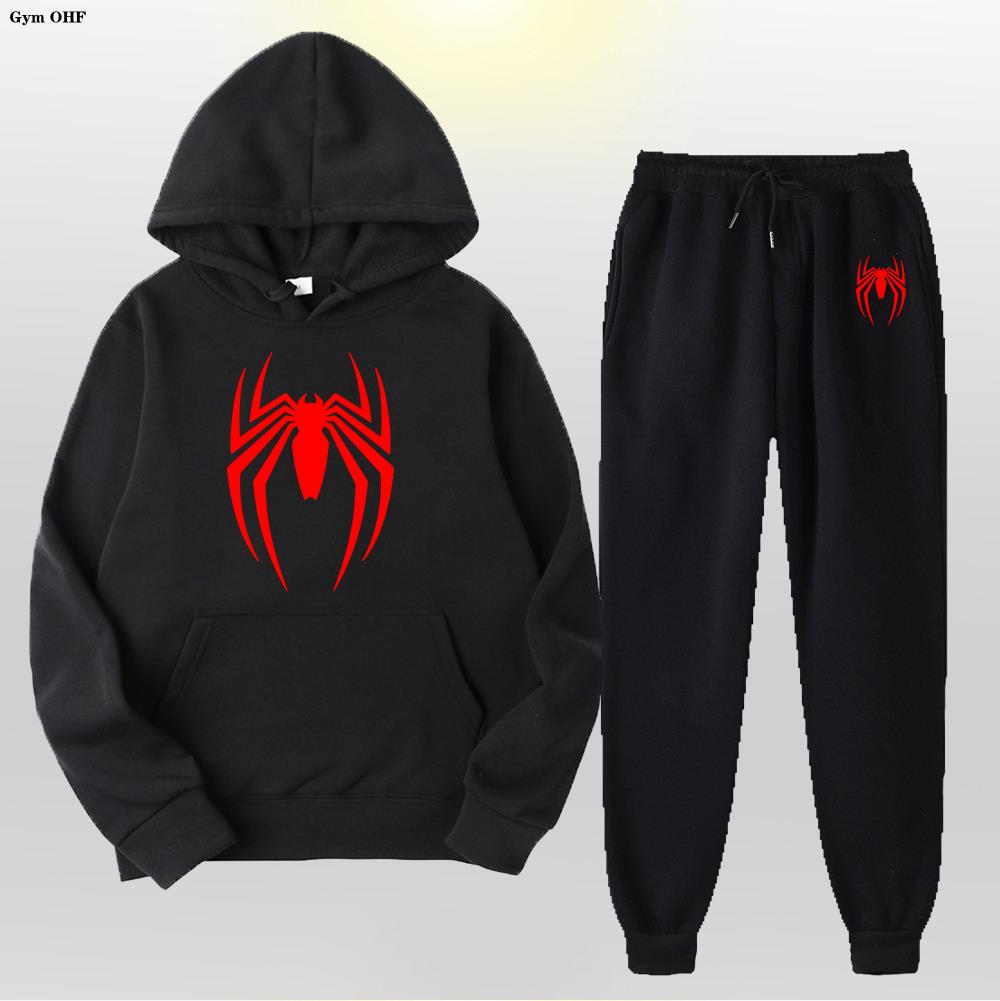 Women Men's Tracksuit Spider 2 Pieces Set Sweatshirt + Sweatpants Sportswear Hoody Casual Streetwear Men Clothing Hoodies Suit