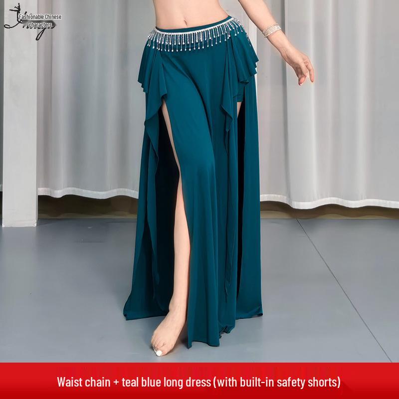 New Style Belly Dance Practice Skirt - Beginner Slimming Slit Long Skirt for Women