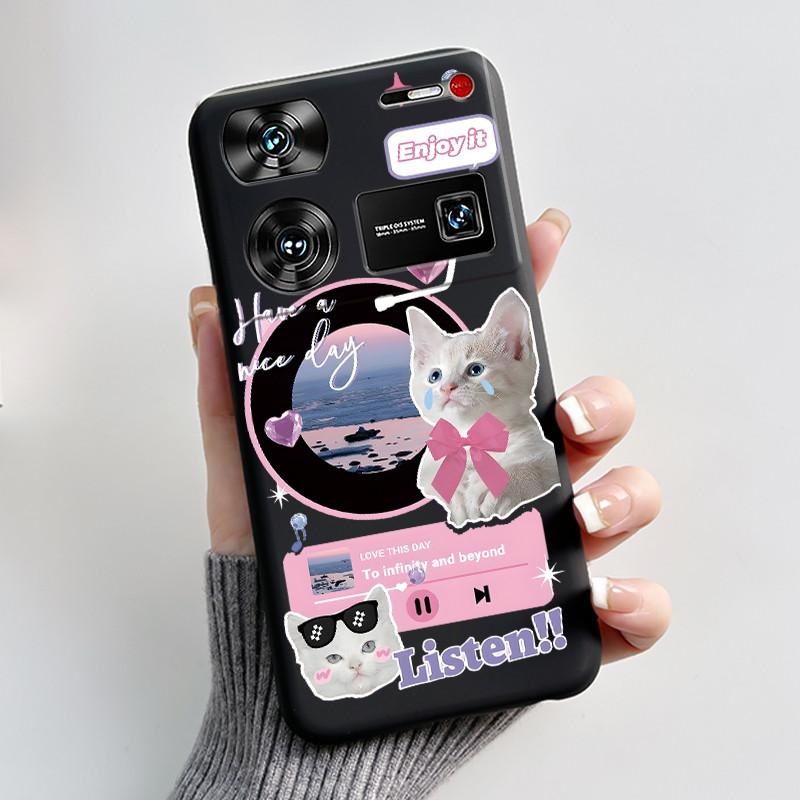 Cute Case For ZTE Nubia Z60 Ultra 5G Capa Fundas Printing Shells Protective Back Cover Soft Silicone Cartoon Black Casing Coque