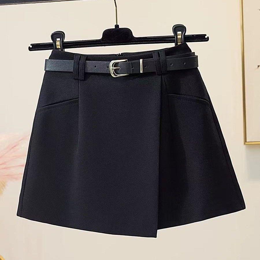 

2026 Versatile Summer High-Waisted A-Line Wide-Leg Petite Skirt Shorts for Women S 80-95 чёрный