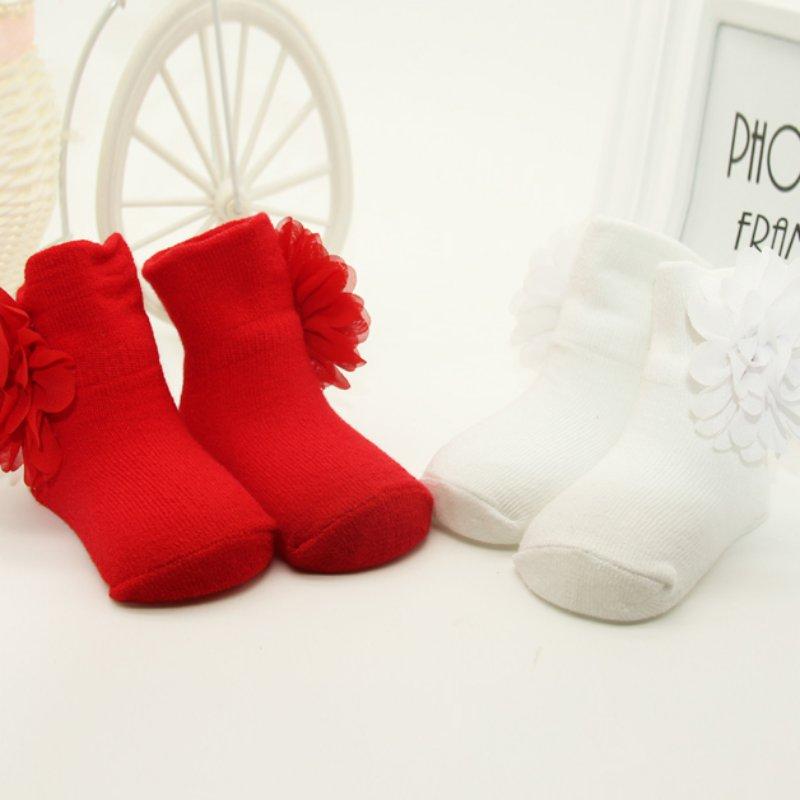 Children Girls Cotton Socks Flowers Anti Slip Ankle Socks Baby Shoes Boot