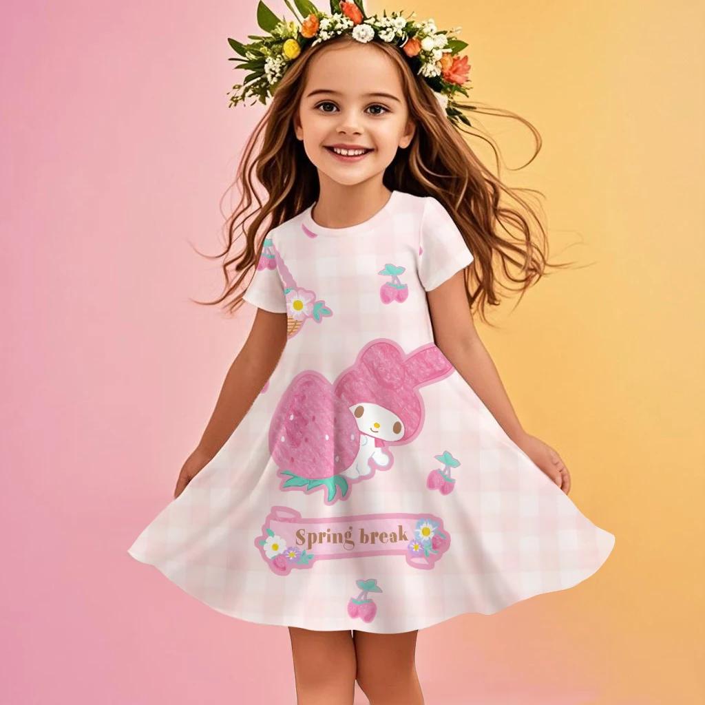 New Summer Girl Hot Dress My Melody Cute 3D Print Children's Clothing Cute Fashion Princess Cartoon Comfortable Birthday Gift