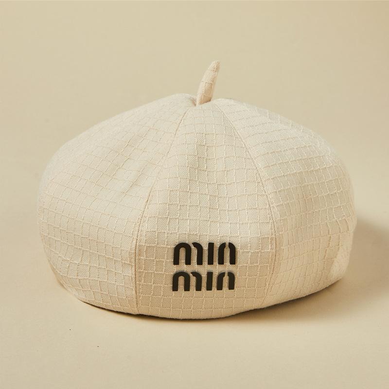 Autumn and Winter New Hat Women's Fashion Letter Beret Solid Color Versatile Retro Painter Hat Temperament Pumpkin Hat