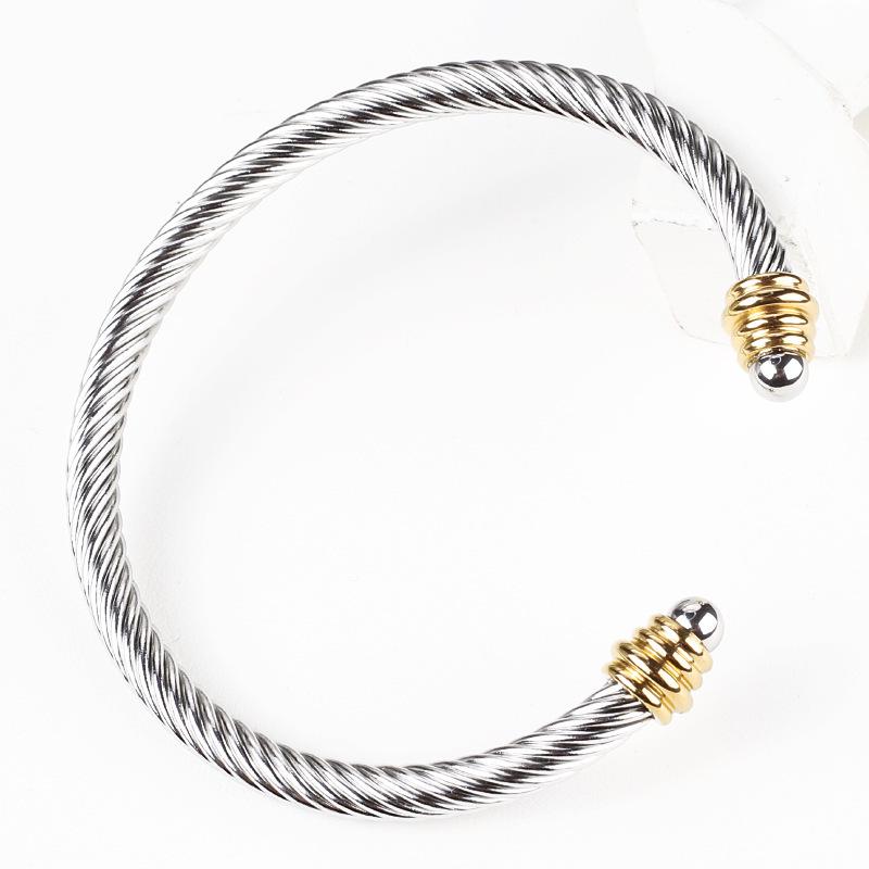 Women's Stainless Steel Wire Bracelet with Black/White Beads, Turquoise Crystals, and Pearl Accents