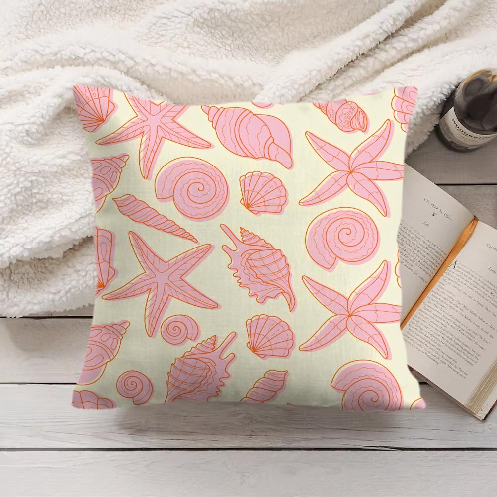Seashell pattern Cushion Cover Soft Short Plush Pillow Cover Smooth Cozy Texture Aesthetic Cushion Case Home Decor