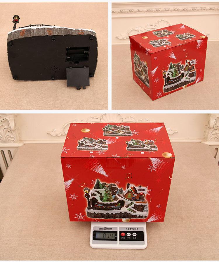 Figura Musical Navideña de Resina con Luces Giratorias, Decoración de Escena para Hoteles y Restaurantes