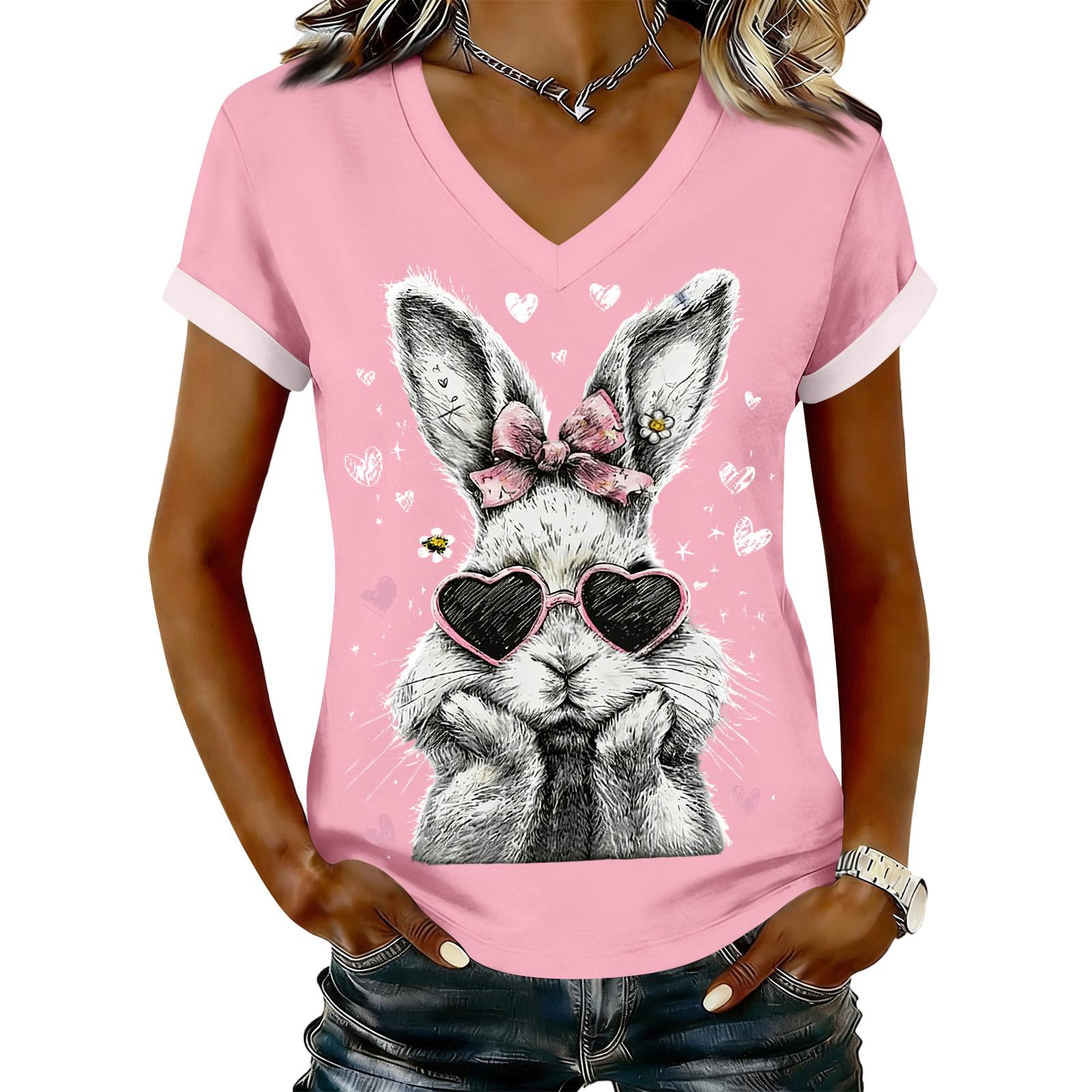 

Women s Casual Printed T-Shirt V Neck Pullover Short Sleeve Top XL