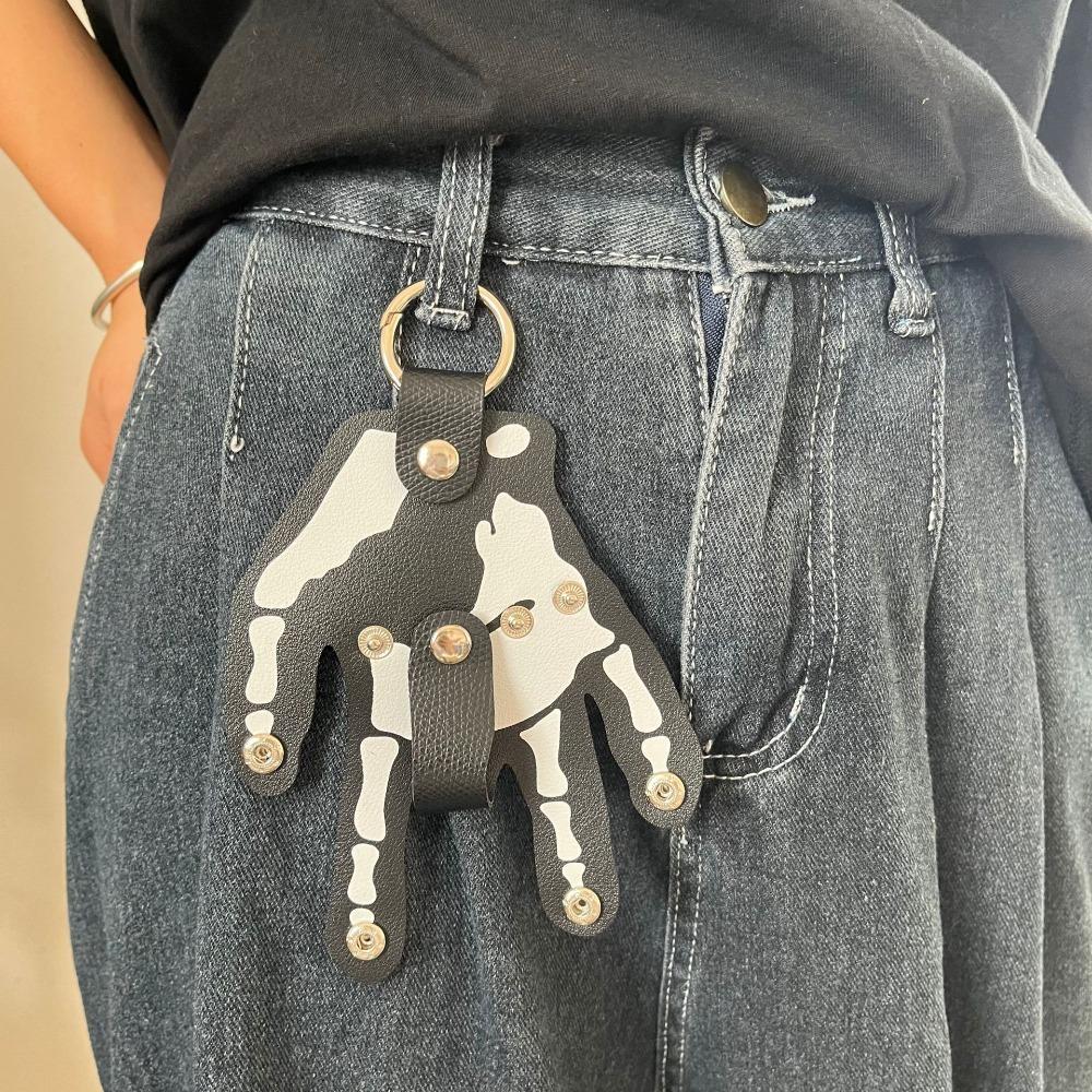 Five Finger Snap-fastener Palm Keyring PU Leather Hand Bone Key Bag Pendant  Bag Hanging