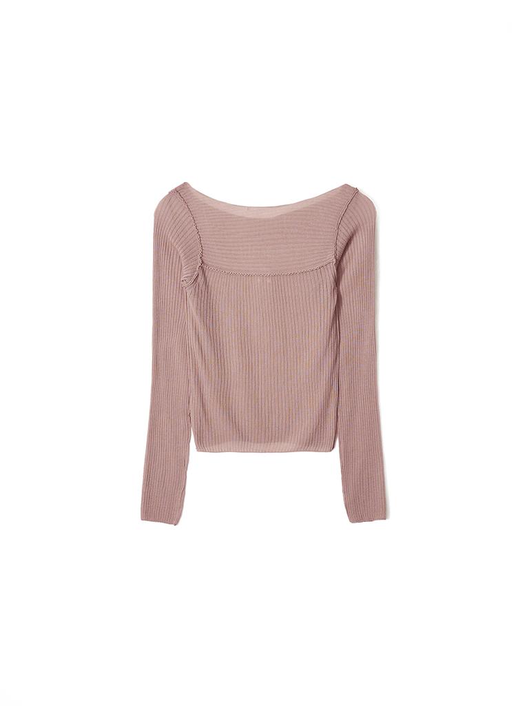 KIJUN Sheer Boatneck Knit Dusty Pink