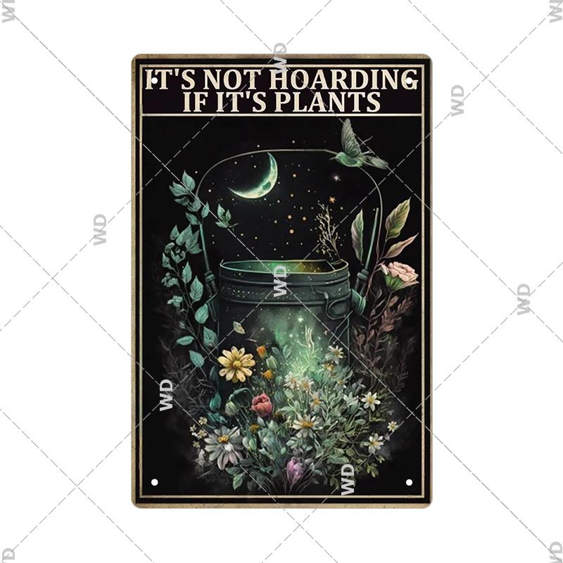 Tin Sign Garden Hoeing Aint Easy Flower Plant Sign Decor Funny Slogans Born with Plants Retro Look Metal Poster FarmhouseSign